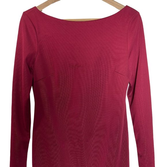 ALICE & YOU | Deep Red Bodycon Long Sleeved Scoop Back Dress | Size 14 - Picture 2 of 6